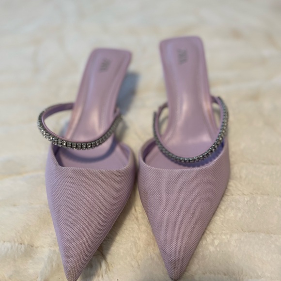 ❌⭕️SOLD ⭕️❌ Zara puprle lilac kitten heels sparkly - Picture 8 of 12